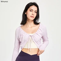 wmuncc 2022 summer fitness outdoor blouse womens uv proof cool shawl sports cropped running breathable yoga top long sleeves
