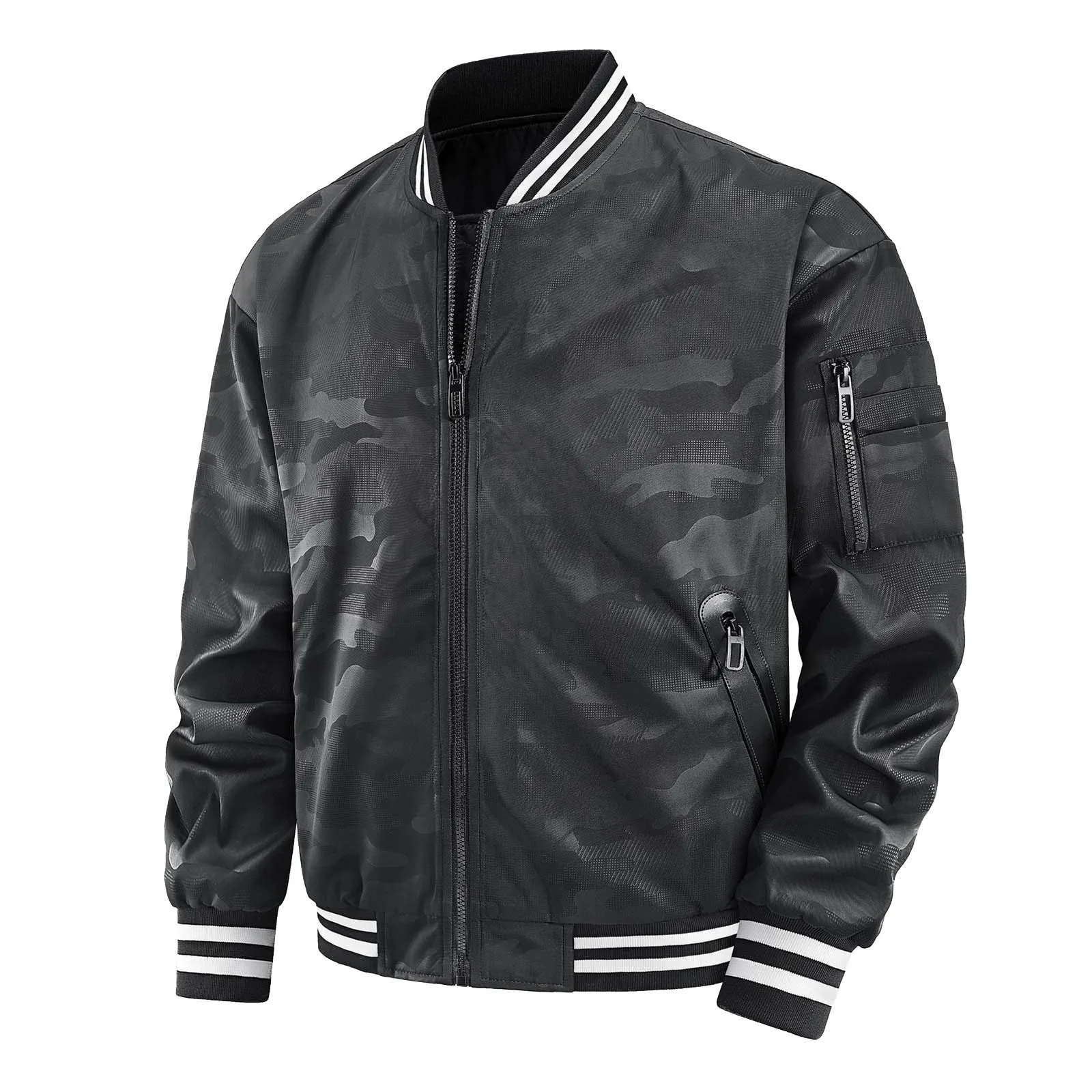 Мужская однотонная уличная куртка большого размера на осень и зиму с несколькими