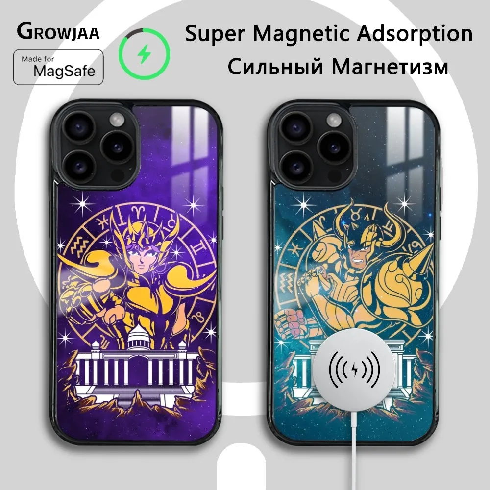 Чехол для телефона S-Saint S-Seiya в стиле аниме iPhone 16 15 14 13 12 11 Pro Max Plus Mini Magsafe Mirror