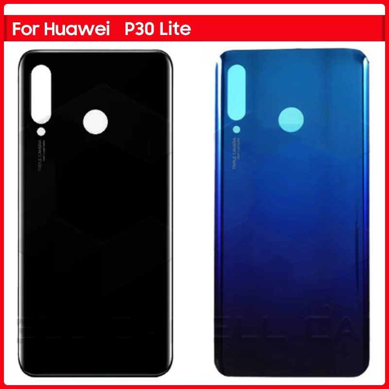 

New For Huawei P30 Lite Nova 4e Battery Back Cover Rear Door 3D Glass Panel P30Lite Housing Case Adhesive + Camera Lens Replace