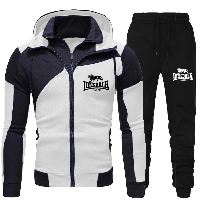 

utumn New Tracksuit Men Fashion Hoodies Solid Suits Men's Sweatshirts + Drawstring Sweatpants Loose Leisure Sportswear Sets