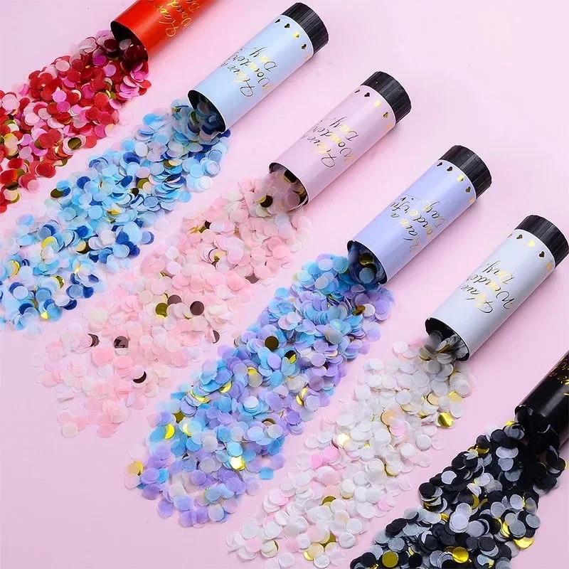 

6Pcs Confetti Cannons Party Poppers Wedding Streamers Air Compressed Confetti Handheld Graduation Wedding Party Supplies
