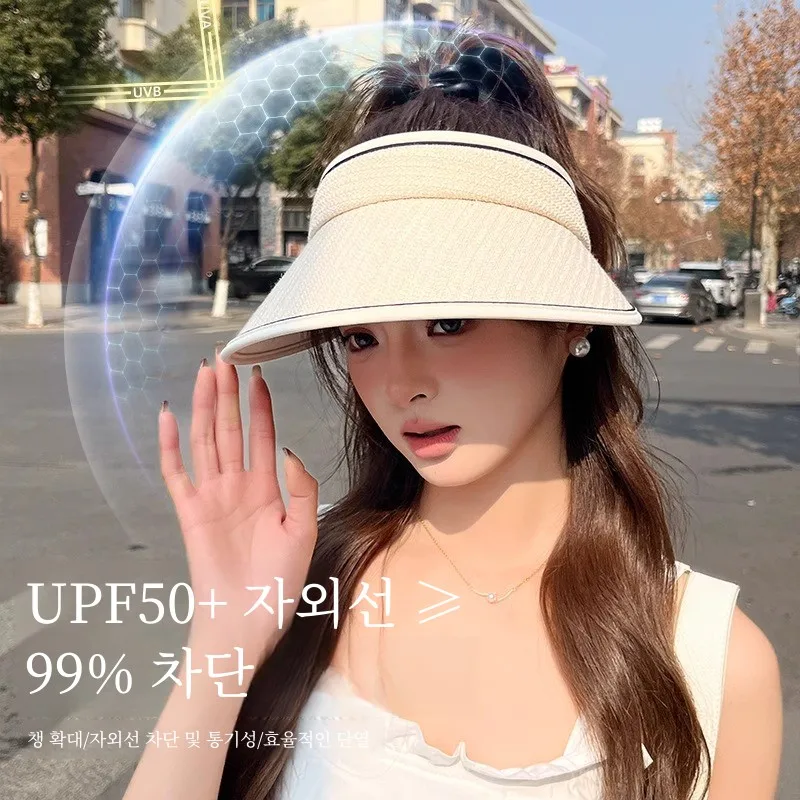 Изящная солнцезащитная шляпа лето 2024 новая женская с воздушным верхом виниловая