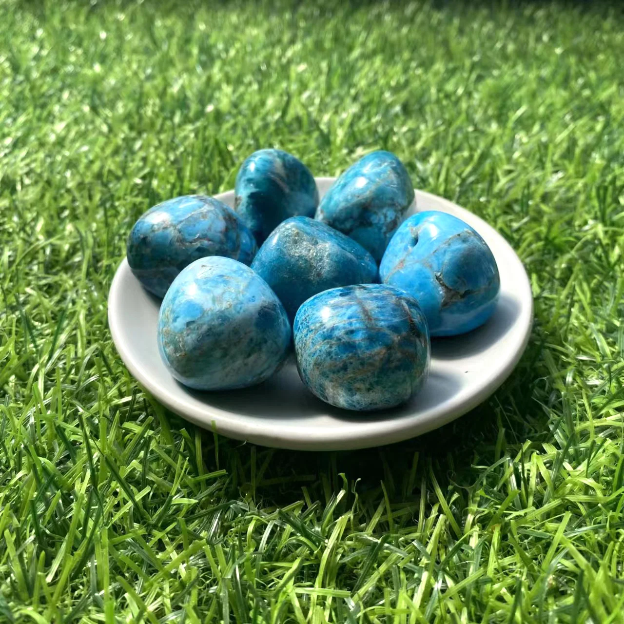 

Natural Crystal Tumbled Stone Blue Apatite Semi Precious Gemstone Spiritual Healing For Home Decoration Gifts Room Decor