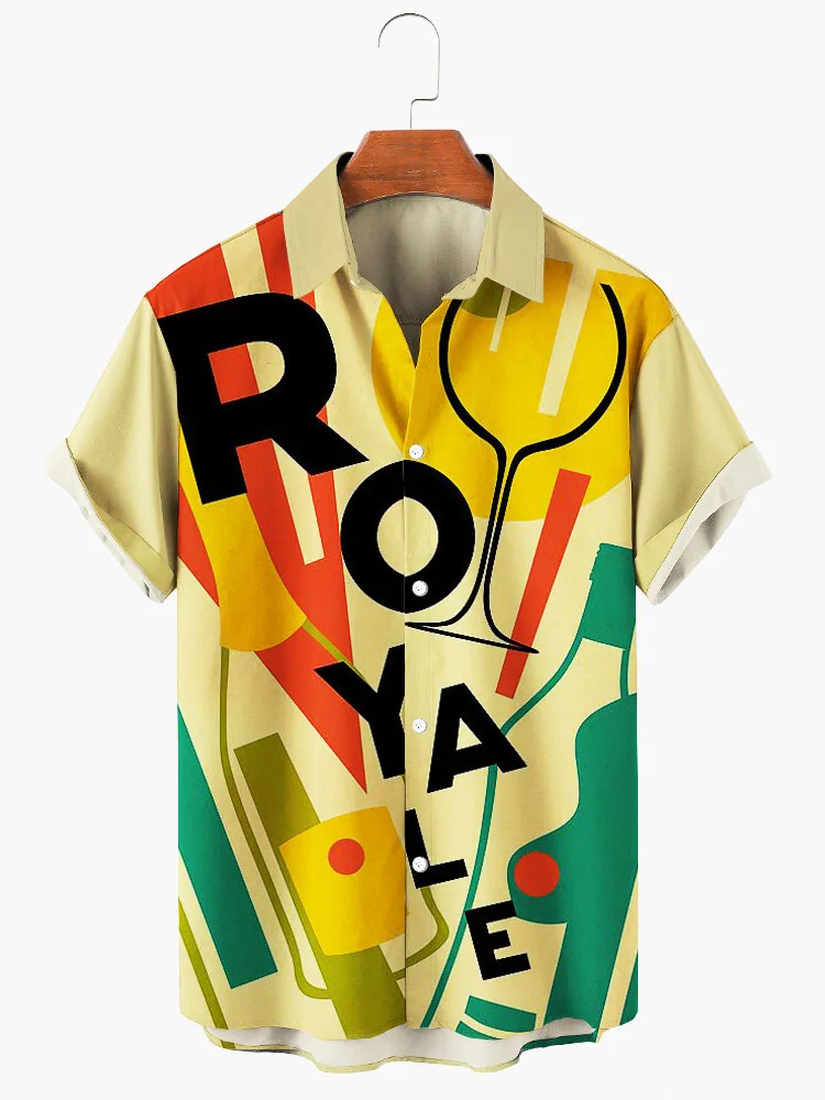 Рубашка мужская с коротким рукавом гавайская винтажная одежда 3D-принтом