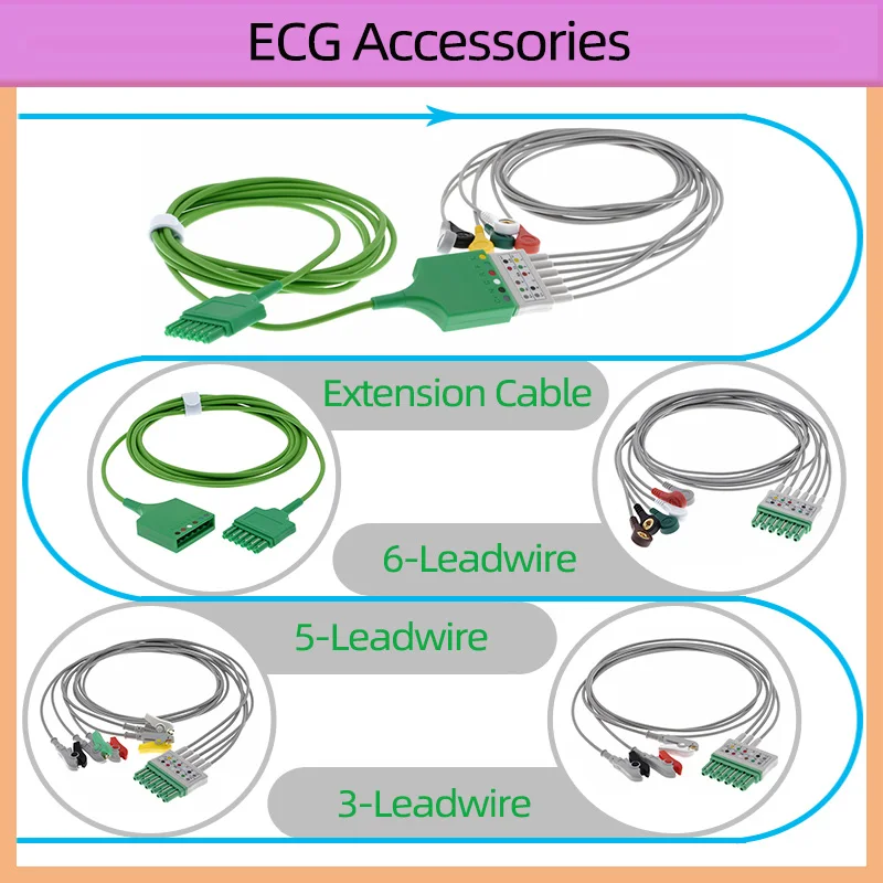 ЭКГ 3/5/6-выводной провод и удлинительный кабель совместимый с MS16256 MP05115 MP05130 MP05131