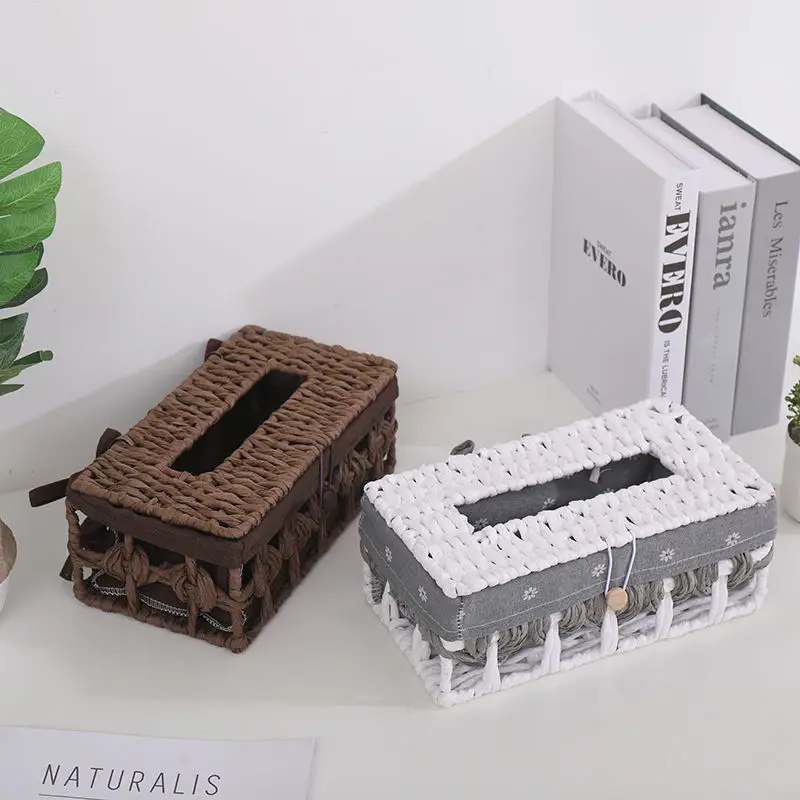 

Paper towel box fashion simple modern creative lovely roll paper basket living room napkin basket rattan desktop paper towel box