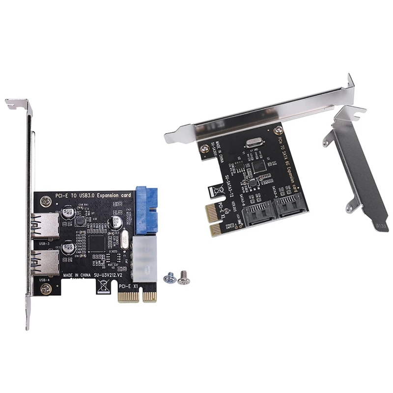 

Pcie PCI Express To SATA3.0 2-Port SATA III 6G Expansion Controller Card Adapter & USB 3.0 Pci-E Expansion Card Adapter