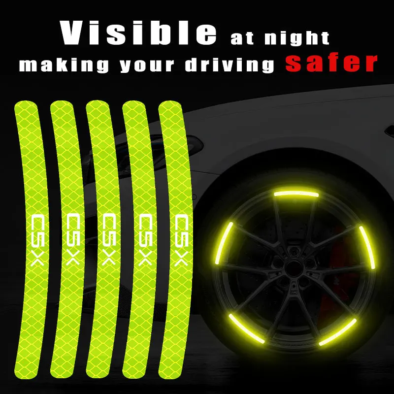 

20 Strips For Citroen C5X Logo Car Wheel Hub Sticker High Reflective Stripe Tape Car Personality Decorative Auto Accessories