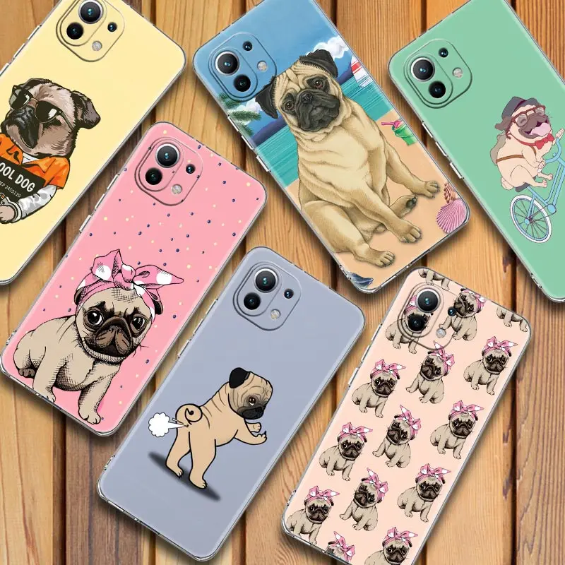 

Clear Case For Xiaomi Mi 11 Lite 10 9Lite 9T 11T Note 10 Poco M3 F3 X3 M4 Pro Fundas Cover Funny Pug Dog Bulldog Animals
