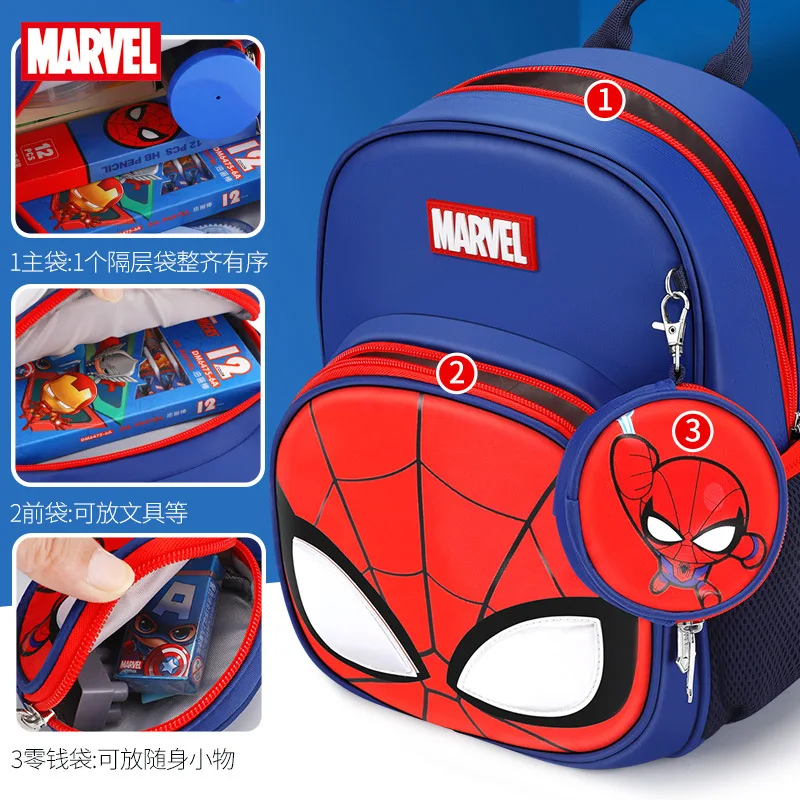 2022 new high-quality 100% original Disney toddler backpack, comfortable and breathable Spider Man design children's schoolbag