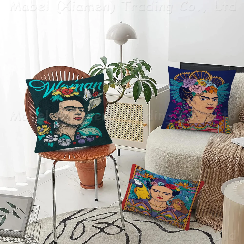 Frida Kahlo Maple Design Cushion Cover Happy Autumn Harvest Decor Holiday Decorati Pillow