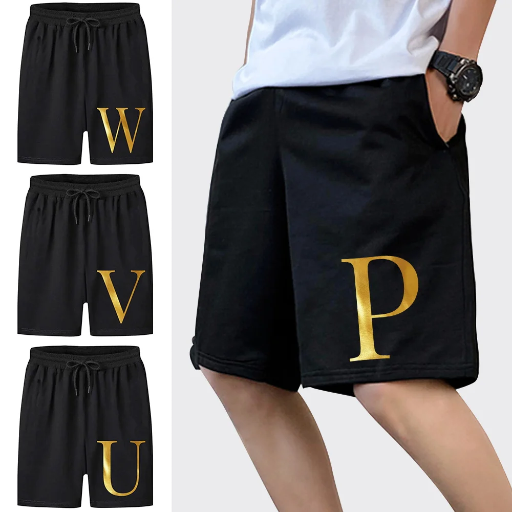 

New Summer Running Shorts Men Fitness Training Casual Letter Pattern Sports Shorts Breathable Sweat Workout Absorbing Pants
