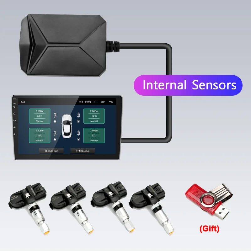 

Srnubi USB Android TPMS Автомобильная система контроля давления в шинах для автомобильного навигационного плеєра Датчики предупреждения о температуре Датчик шин