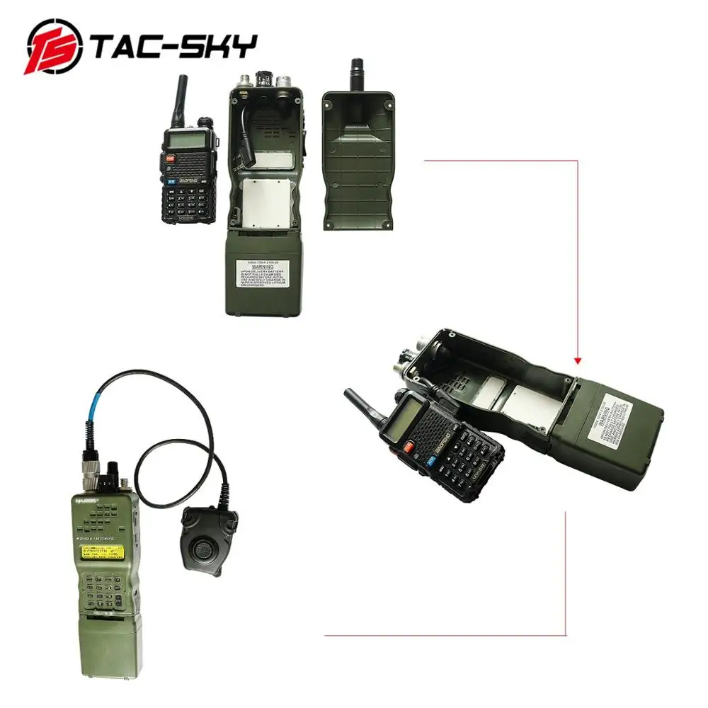 TS TAC-SKY AN / PRC 152 152a Walkie-Talkie Model Radio  Harris Virtual Case+ Tactical Headset Ptt 6 Pin PTT Adapter