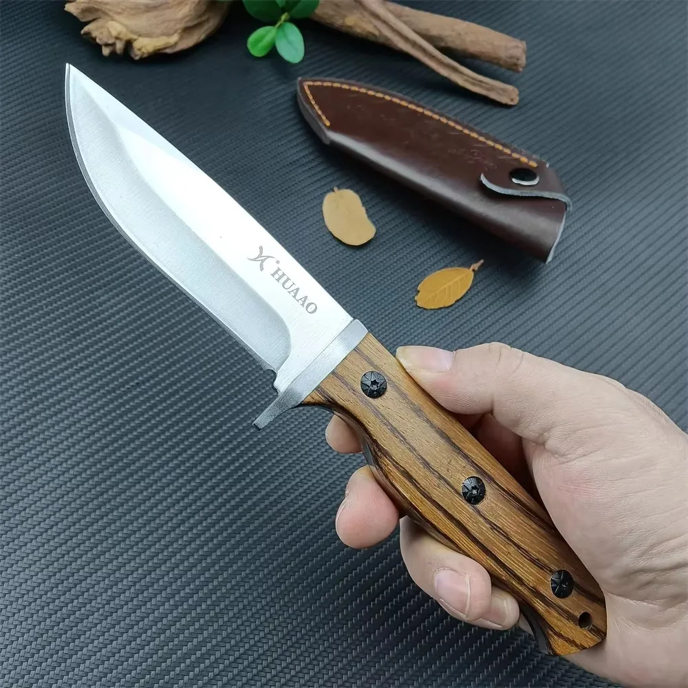 Нож HUAAO С Фиксированным Лезвием Из Нержавеющей Стали Atlas И Деревянной Ручкой 5c13Mov