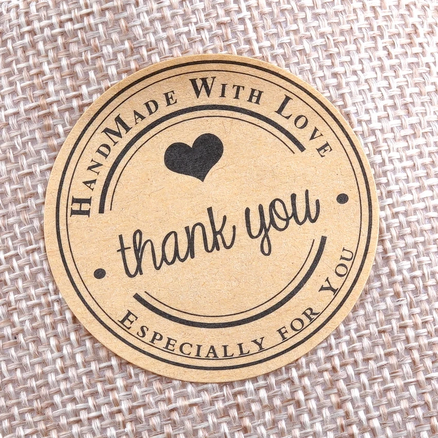 Наклейка спасибо с сердцем крафт-бумага ручная работа этикетки наклейки для