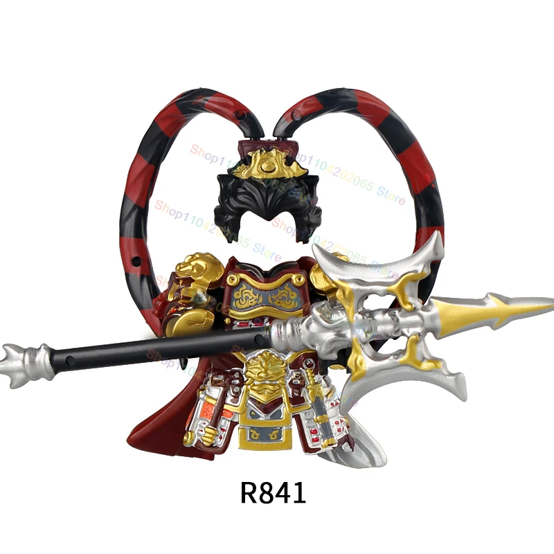 R841-846 Chinese Ancient Figures Building Blocks Famous Lv Bu Guan Yu Zhao Yun Hero figures Historical War Model Brick Kids Toy