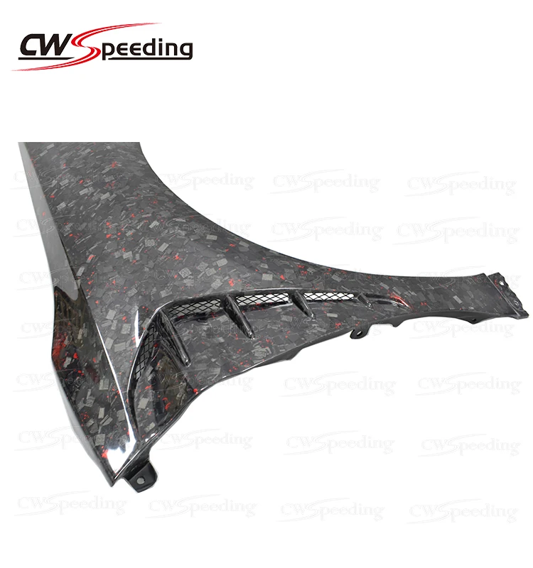 НАЛИЧИИ CWS-C STYLE FORGED CARBON FIEBR С КРАСНЫМИ ФЛАКАМИ ПЕРЕДНЕГО КРЫЛКА ДЛЯ 2018-2020 TOYOTA CAMRY BODY