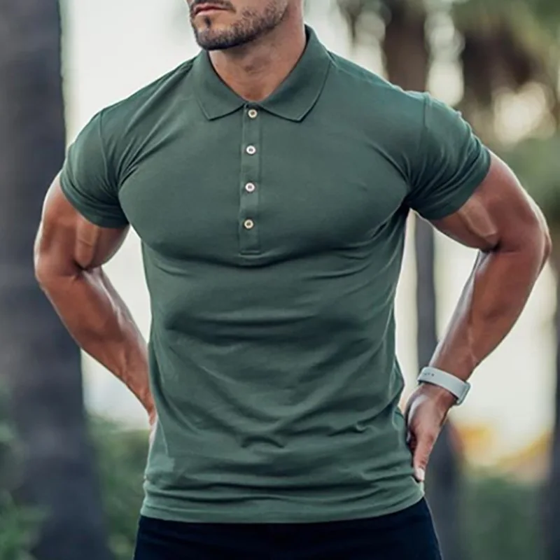 

Футболка-поло мужская оверсайз, Повседневная модная рубашка с коротким рукавом, однотонный топ, весна-лето