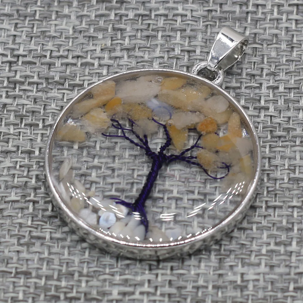 Очаровательный кулон из натурального камня с круглым топазом древо жизни для