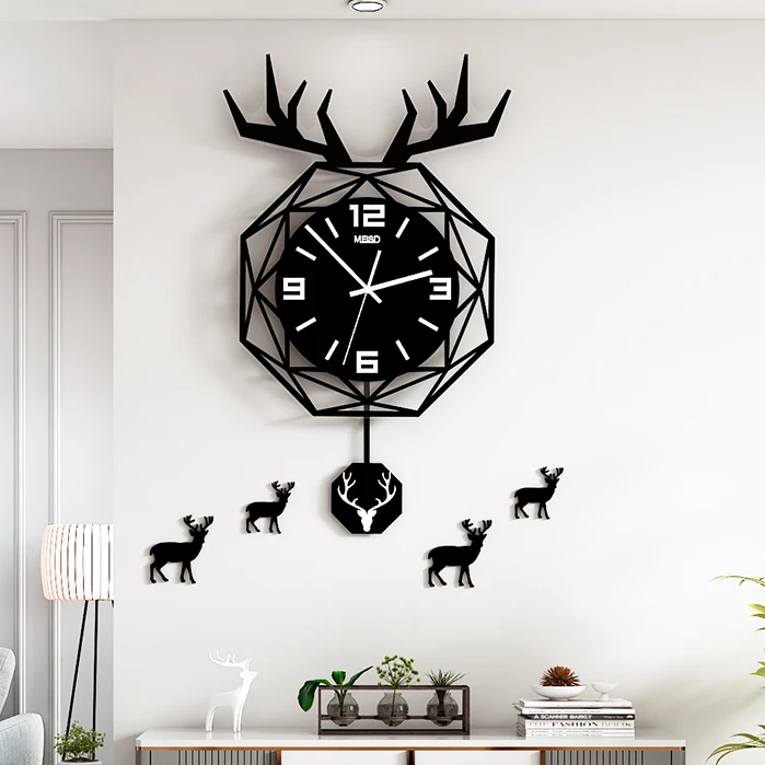 

Modern Clock Wall Hanging Fashion Unique Watches Living Room Silent Vertical Swing Luxury Horloge Murale Home Decorating Items