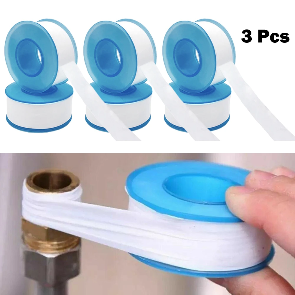 

3Pcs PTFE Water Pipe Tape Oil-free Belt Sealing Band Fitting Thread Seal Tape White Pipe Thread Seal Raw Material Tape Plumber