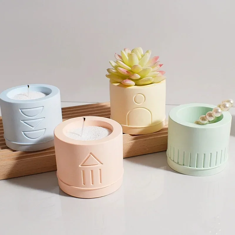 Бетонная чашка для свечей силиконовая форма сделай сам цилиндр с геометрическим