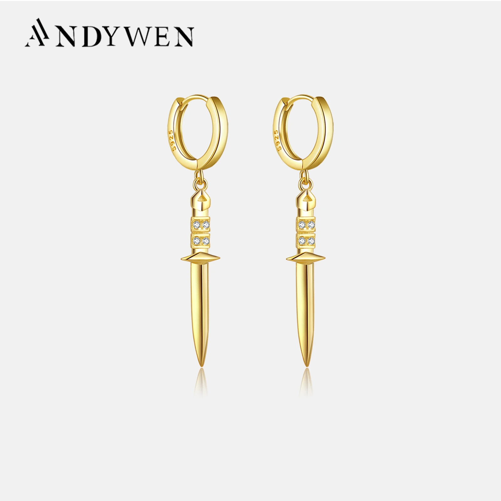 Серьги-капельки ANDYWEN с круглыми стрелками серебристые золотистые серьги для