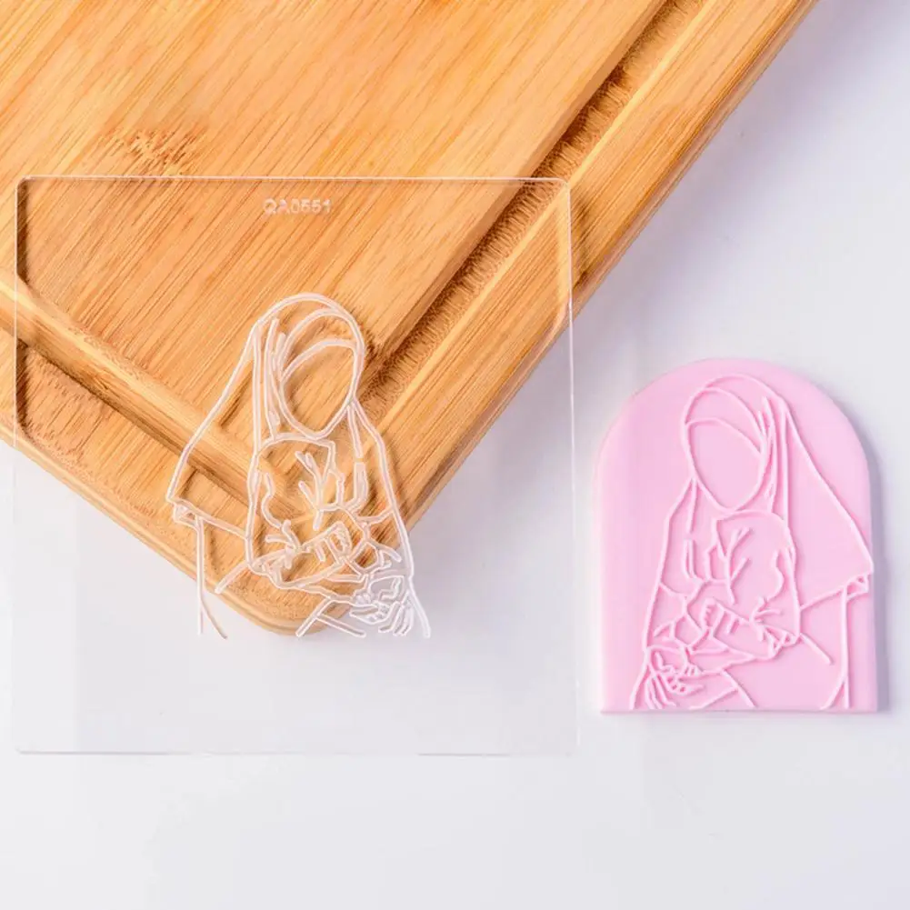 

Muslim Women Eid Mubarak Cookie Embosser Mould Fondant Cookie Stamp Ramadan Party Cake Decoration Baking Tools