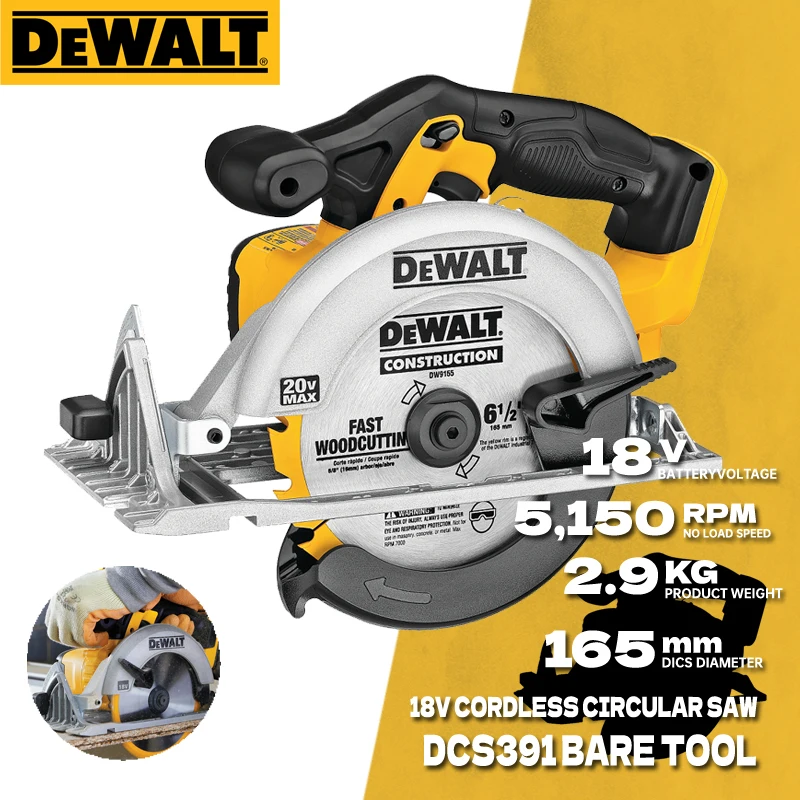 DEWALT DCS391 Circular Electric Saw 18V Cordless Circular Saw Lithium Power Tool Woodworking Cutting Sawing Machine Tool DCS391N