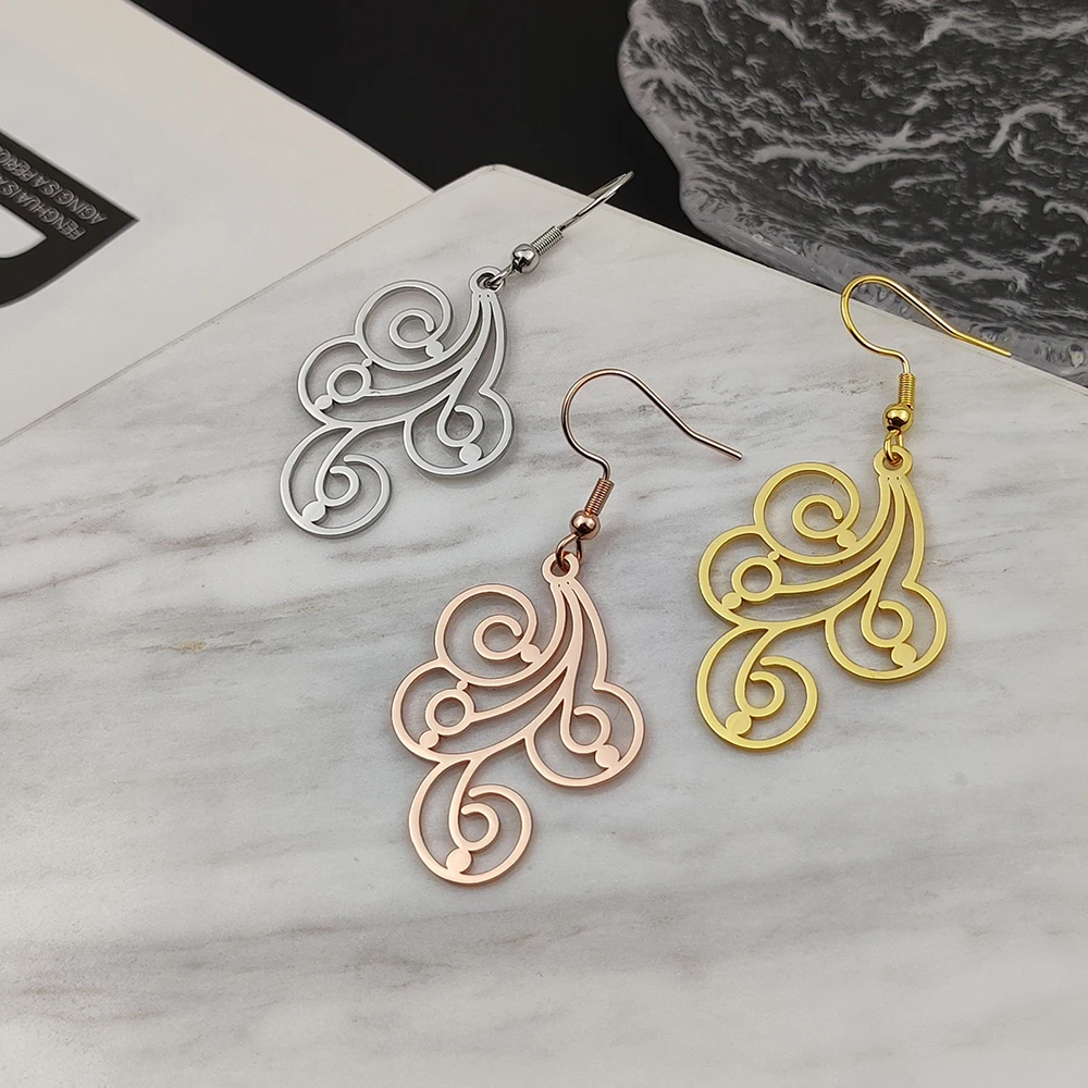 

2023 Fashion Pendant Earrings Hippie Stainless Steel Yoga Lotus Flower Drop Earrings for Women Unique Buddhism Jewelry