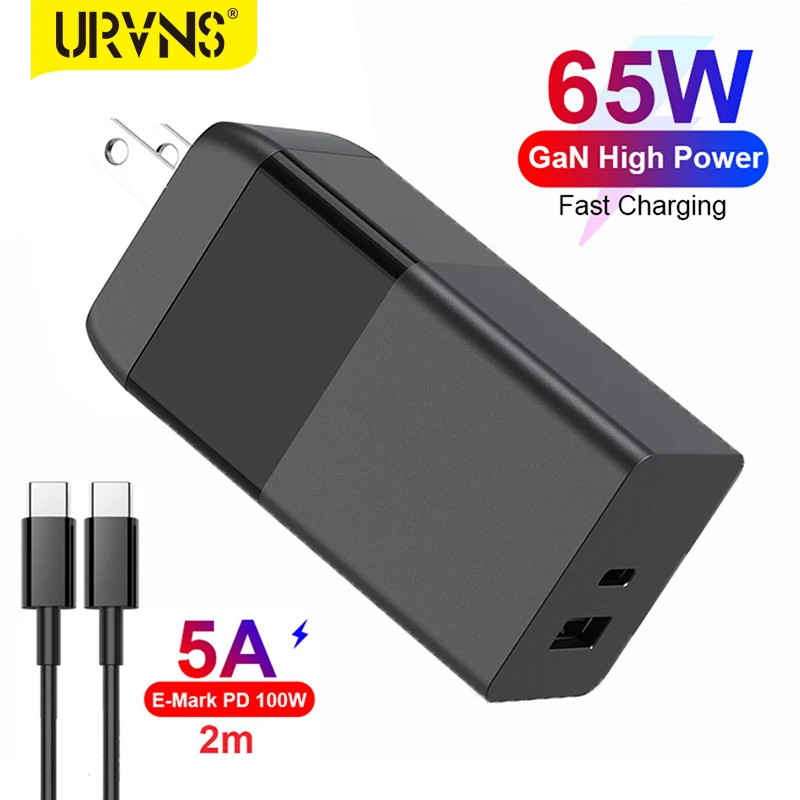 

URVNS 65W GaN USB C PD Charger Quick Charge 3.0 QC3.0 PPS SCP AFC USB-C Type C Fast USB Charger For Macbook Pro iPhone Samsung