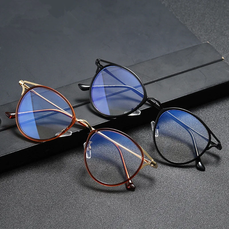 

2023 Trend Cat Ear Round Anti-blue Glasses Frames for Men Women Luxury Brand Classic Blue Blocking Frame Female Grade Eyewear