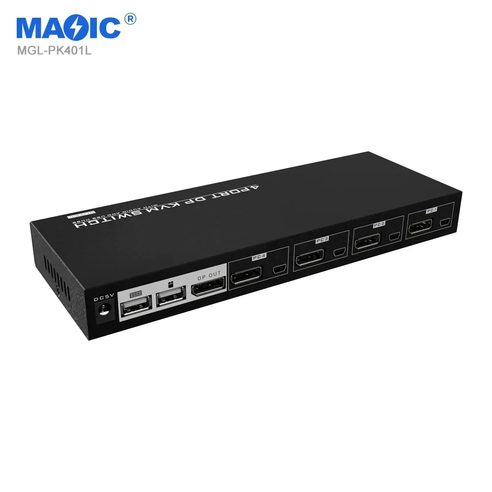 Фото В наличии: KVM-переключатель DisplayPort на 4 порта, 4K 60 Гц, с аудиовходом 3,5 мм и микрофоном №3