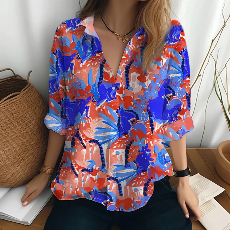 

Hawaiian Lady Top 3D Printed Graphical Long -sleeved Shirt 2023 Street Harajuku Shirt Ladies Fashion Casual Oversized Shirt