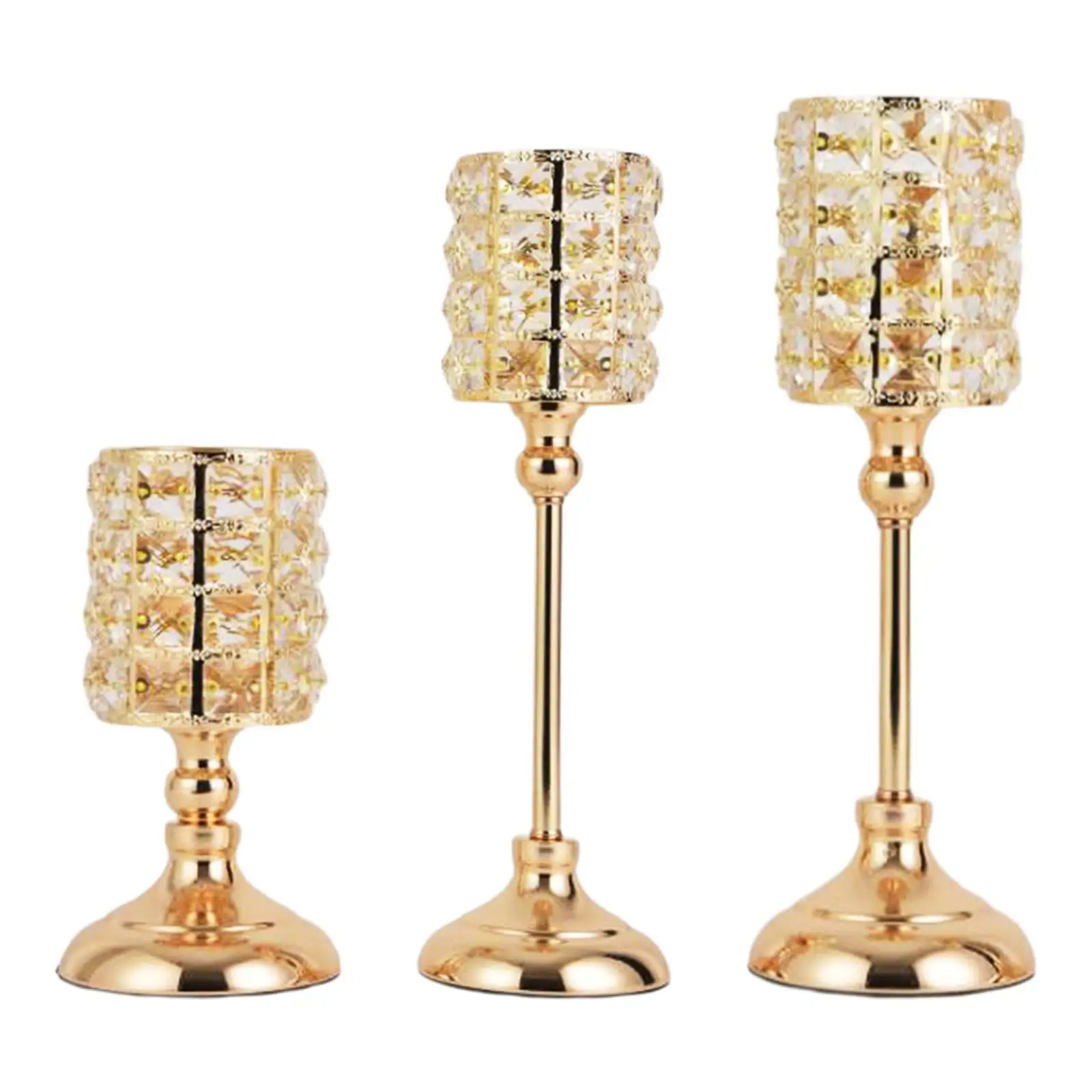 Crystals Candelabra Shining Elegant Wedding Tealight Holder Flower Lace Candlestick Housewarming Decoration