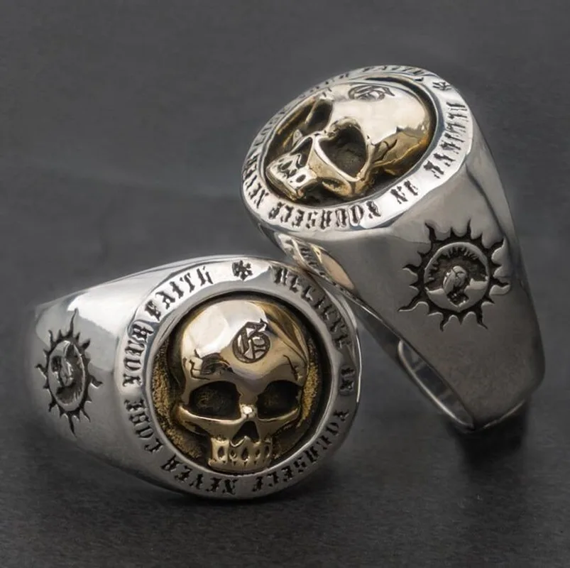 

Metal Punk Top Quality Gothic Skull Ring Men Biker Jewelry Wholesale