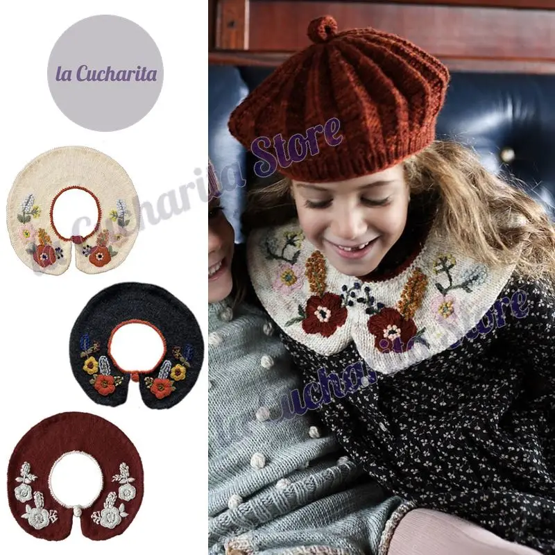 100% шерстяной воротник ручной работы вышитые аксессуары для девочек