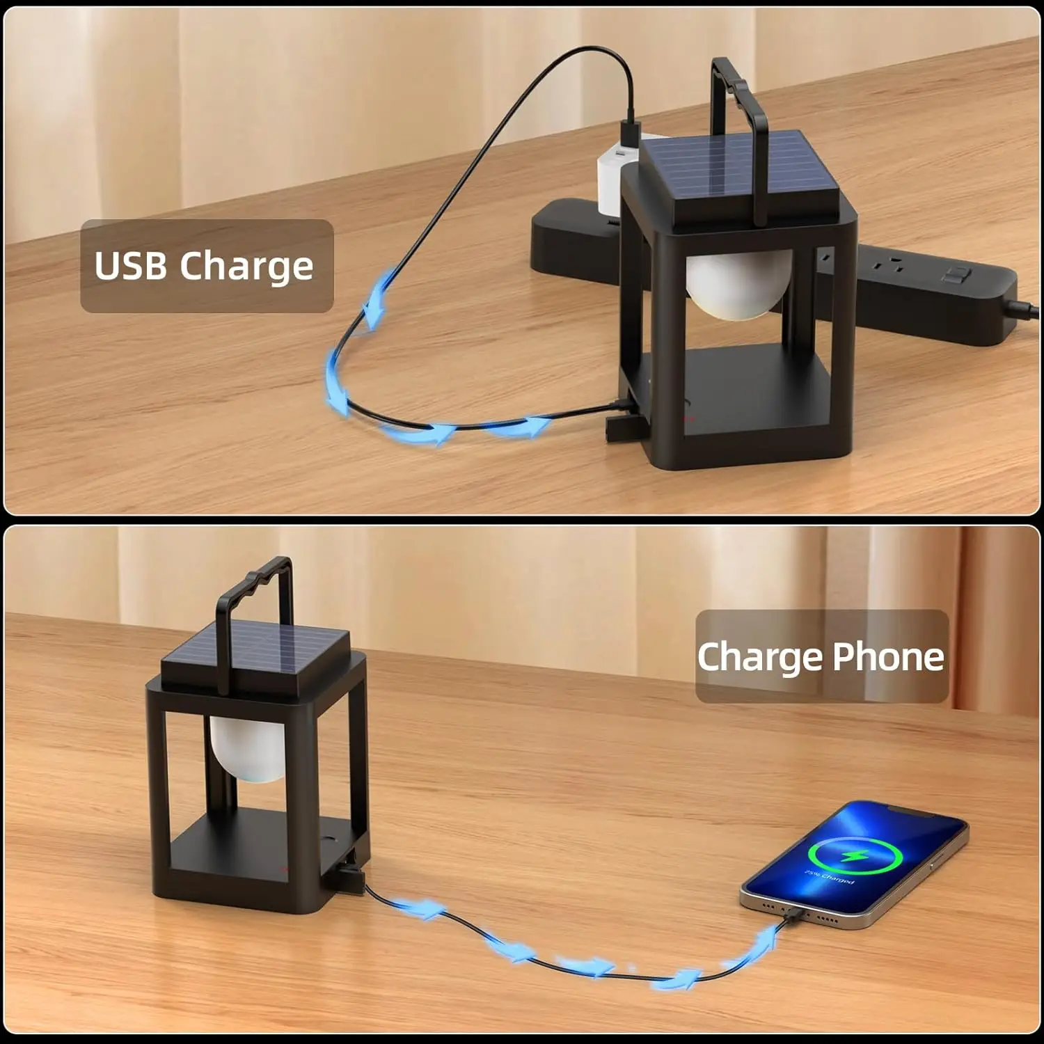 Уличный Фонарь RGB С Солнечной Панелью Портативная Зарядка Через USB