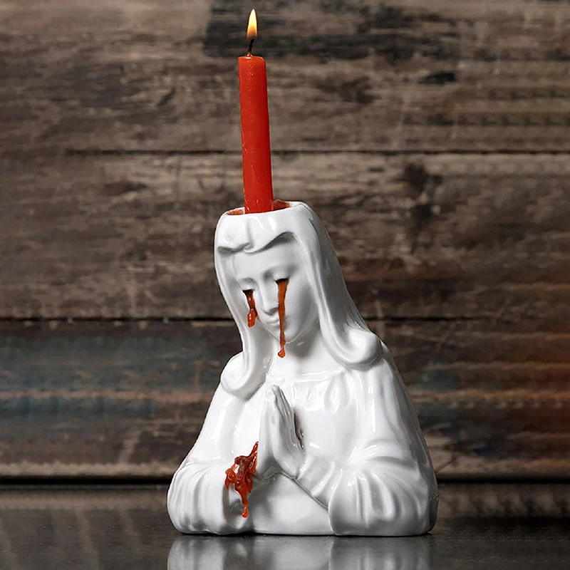 

Подсвечник на Хэллоуин, отличный плач, подсвечники Мэри, фотолампы, красные свечи, слезы, домашний декор