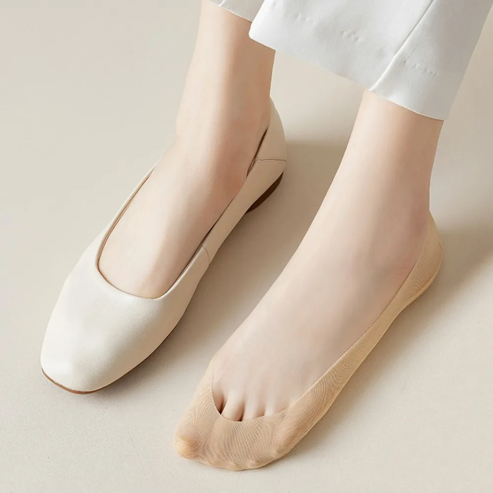 

Summer Women Invisible Sock Slippers Silicone Non-slip Mesh Breathable Low Cut Boat Socks Cotton Bottom Ice Silk No Show Socks