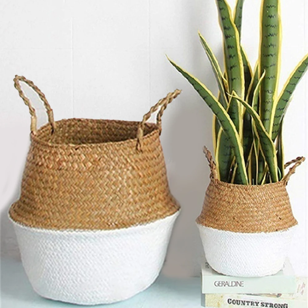 

New Wicker Storage Basket Flower Baskets Laundry Storage Decorative Basket Pot Rattan Flower Planters Garden Household Organizer