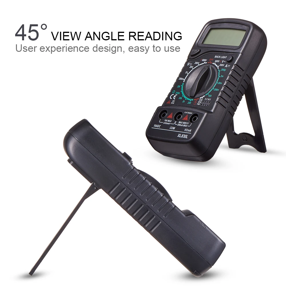

QHTITEC Multimeter Digital XL830L Automotive Electrical Dmm Transistor Peak Capacitance Ammeter Tester Multifunction Esr Meter.