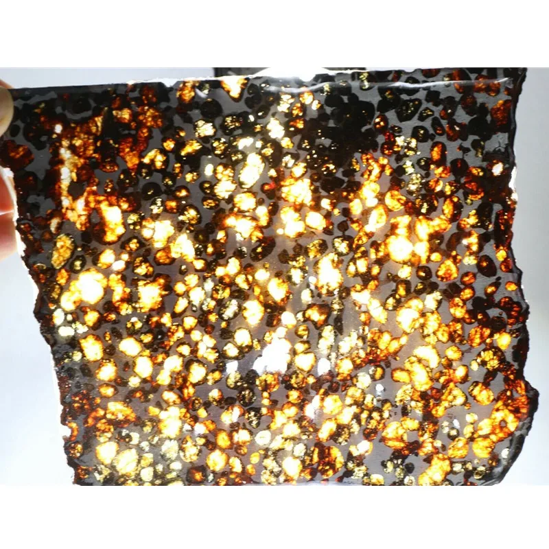 

669g piece of meteorite Rare sliced Kenyan pallasite olive meteorite