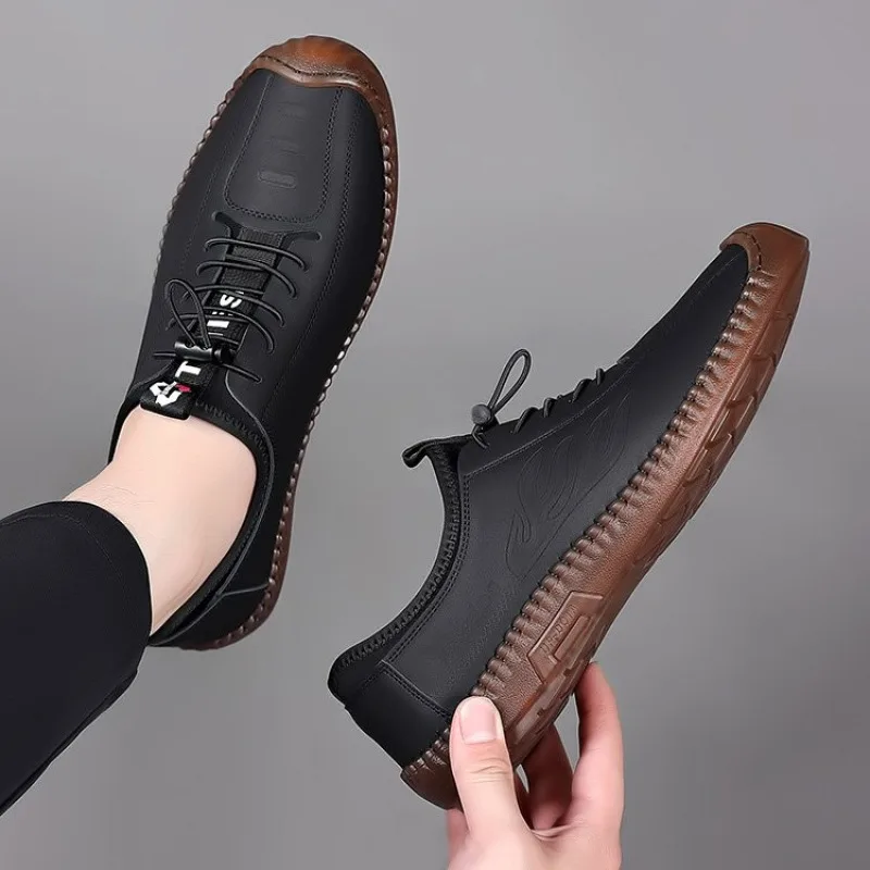 

Autumn New Men's Casual Leather Shoes Handmade Stitching SlipOn Loafers