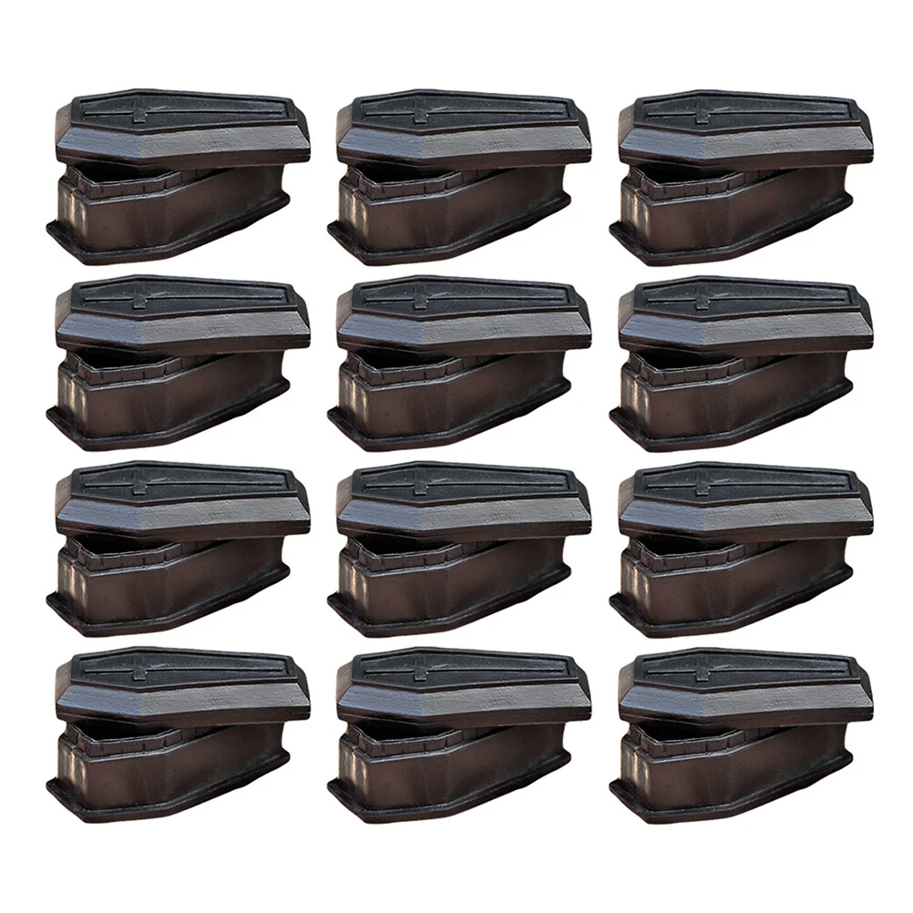 

12 Pcs Coffin Model Snack Serving Tray Lid Plastic Fake Prank Prop Jewelry Box Candy