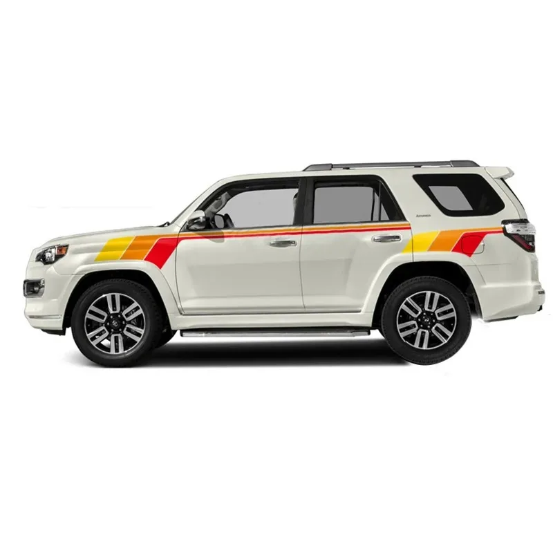 Ретро Закат красный желтый оранжевый полосатая наклейка линия талии боковая