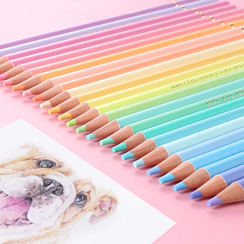 

Brutfuner Macaron 12 Color Colored Pencil Professional Pastel Drawing Pencils Coloured Pencils Art Supplies For Artist 24Color