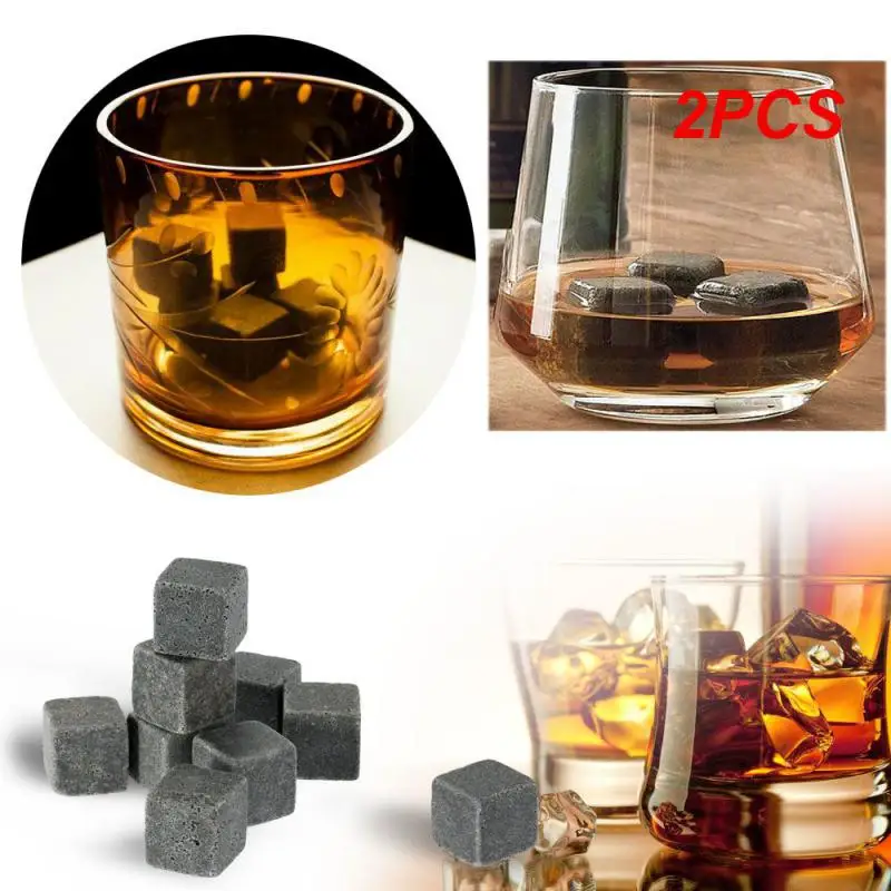 

2PCS Whisky Ice Stones Wine Drinks Cooler Cubes Whiskey Rocks Granite Pouch Champagne